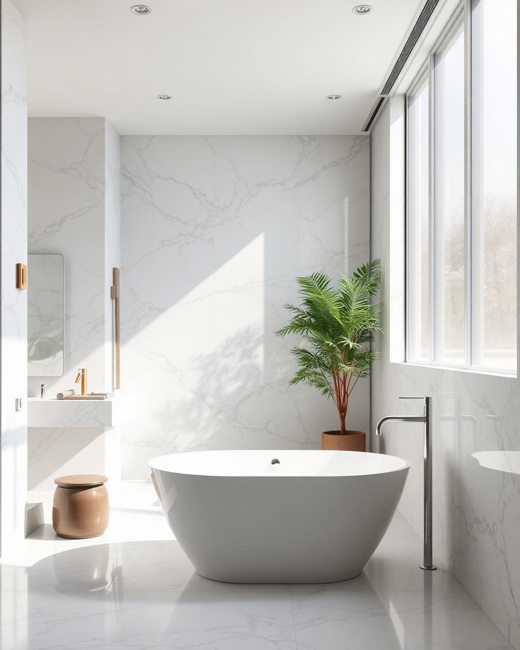 Bagno marmoreo luminoso